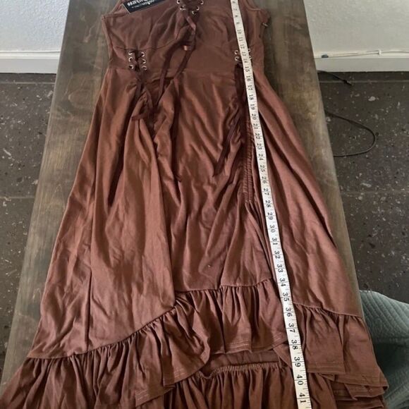 Scarlet Darkness Steampunk Gothic Dress Lace Up Sleeveless Ruffled High … - Picture 9 of 10